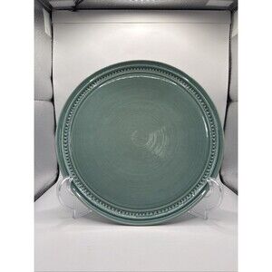 CERAMISIA ITALY Teal Embossed Beaded Band 10.5" Dinner Plate